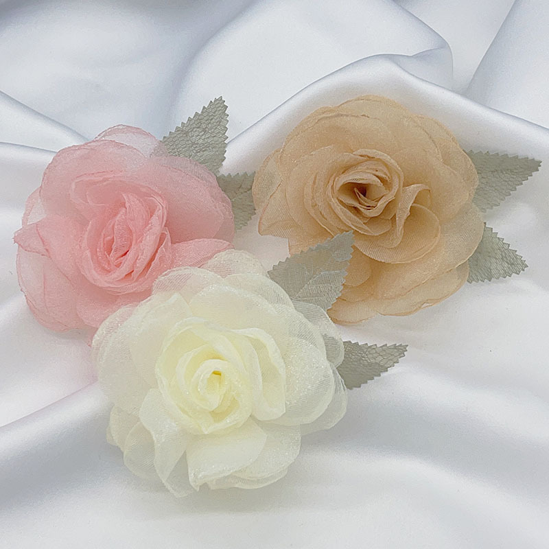 Chiffon fringed flowers, handmade flowers, diy accessories, headwear, clothing, semi-finished product accessories, three-dimensional fabric flower accessories pic 2