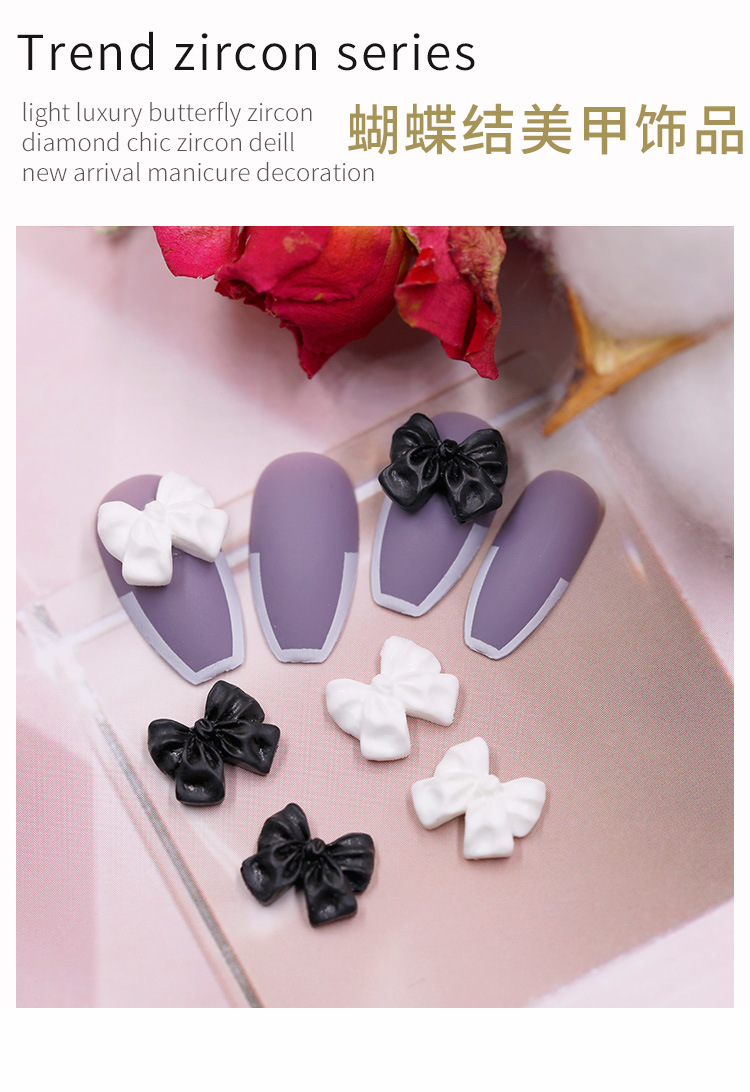 Resin bow nail art accessories, decorative nail stickers, new style of Xiaohongshu Internet celebrity, versatile style, decorative diamond shanilak pic 2