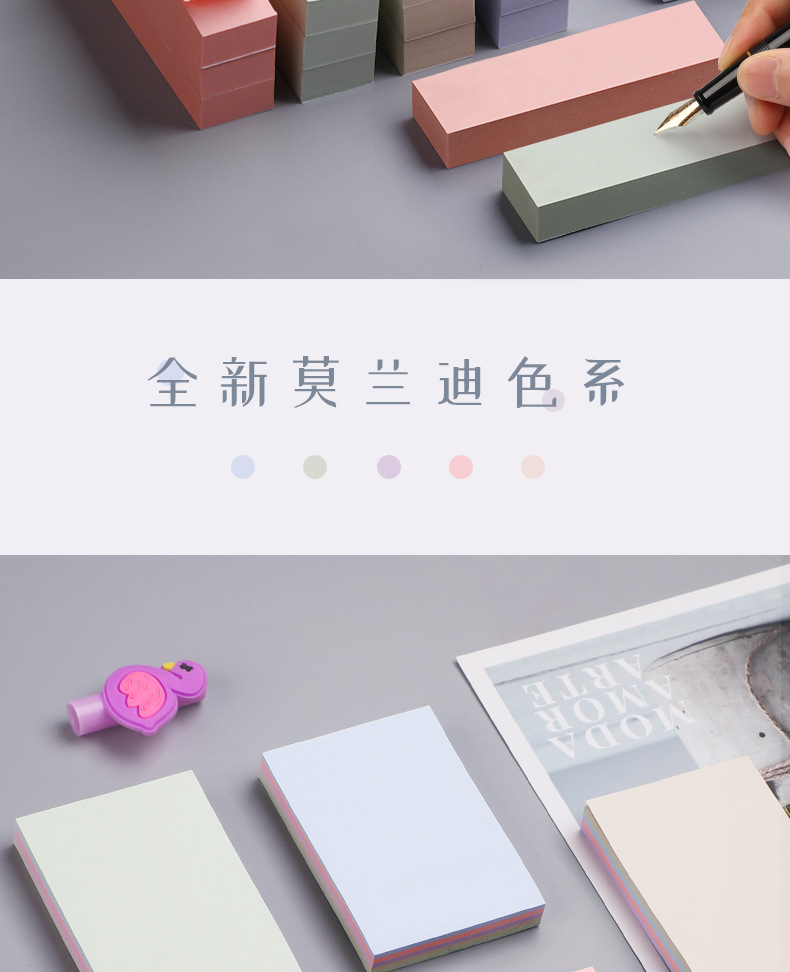 Wholesale of new colored sticky notes, long index stickers, office message notes, student cute N-time stickers pic 3