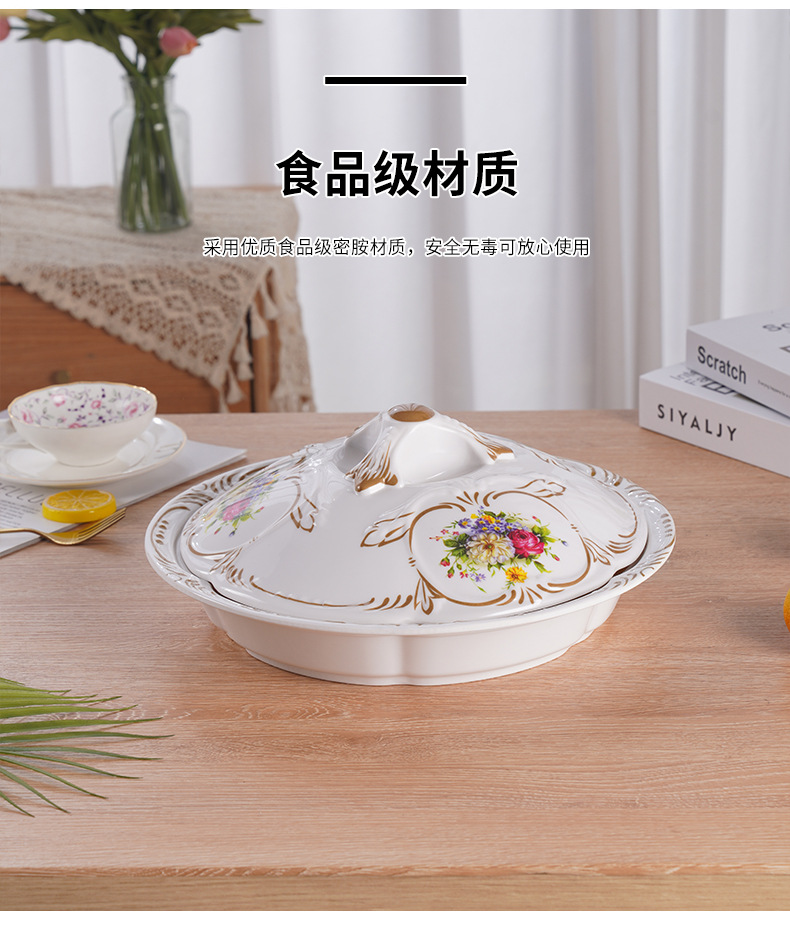 带座旋转蒙古包糖果盒仿瓷糖果盒家用零食干果盒密胺水果盘碗彩盒详情10