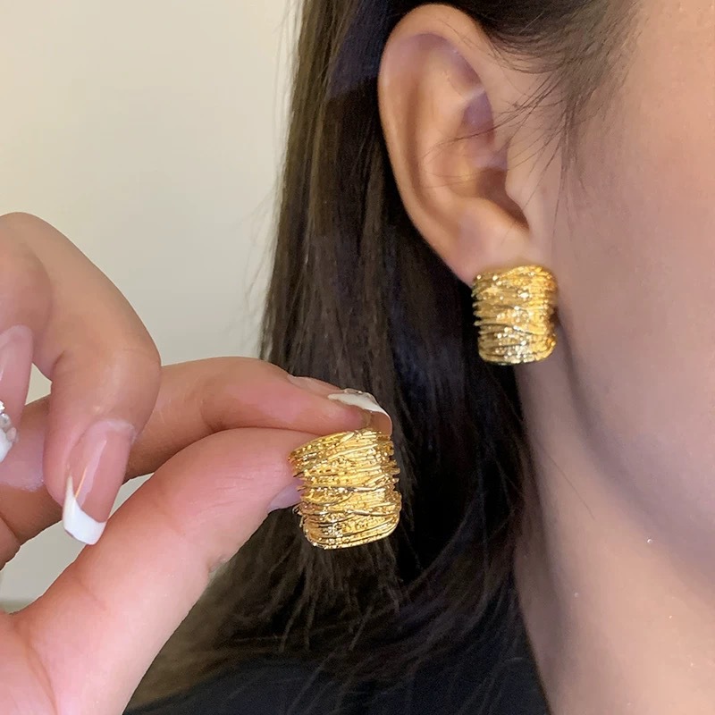 High-end, light luxury metal earrings for women, new style in 2025, with a unique and niche design. Stylish Korean earrings pic 6