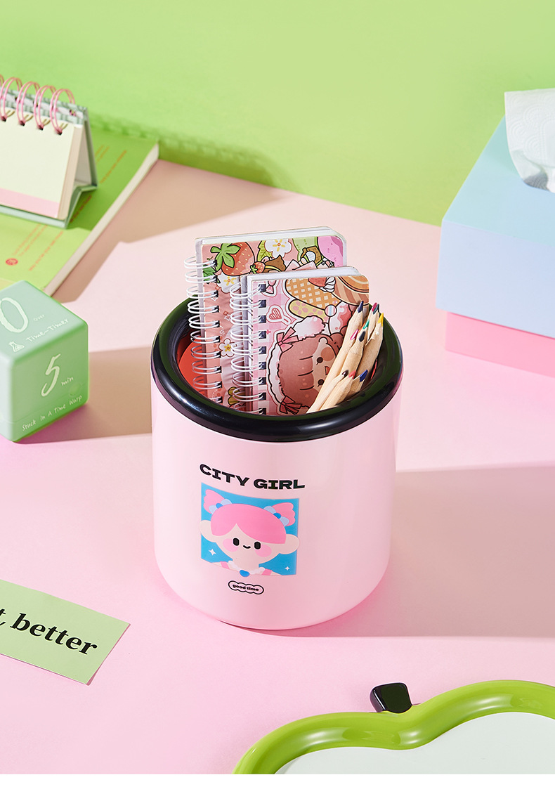 Creative painting multi-functional desktop, thickened stationery storage box, student pen holder, creative and cute table for boys and girls pic 5