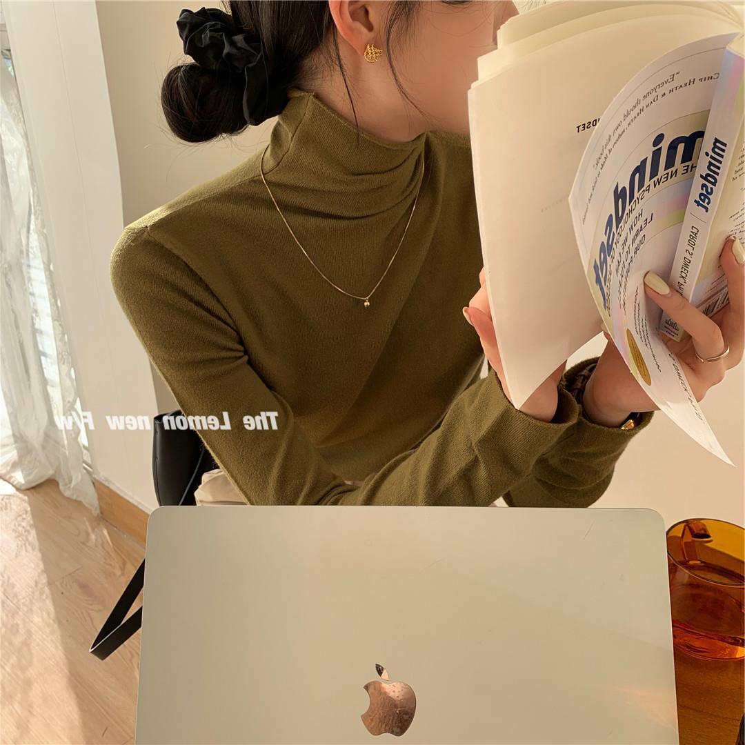 秋冬新款女装高领卷边打底衫糖果色修身保暖基础款仿羊绒衫毛衣女详情103