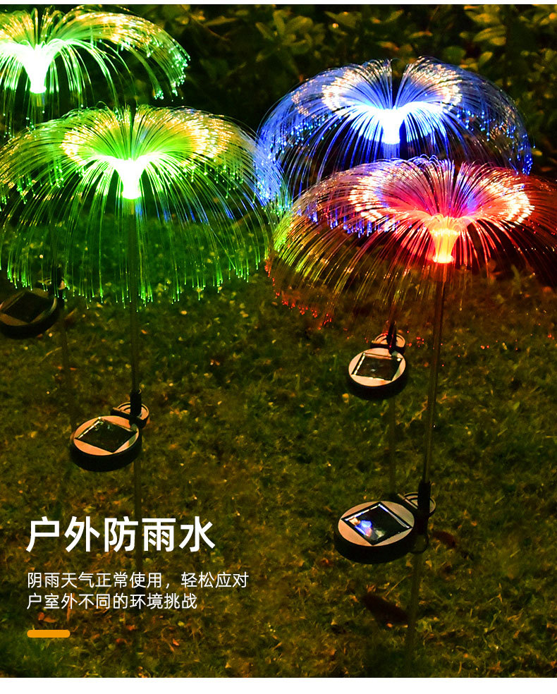 RGBled solar lights, courtyard decoration, seven-color optical fiber jellyfish lights, meteor shower atmosphere, festival lights pic 8
