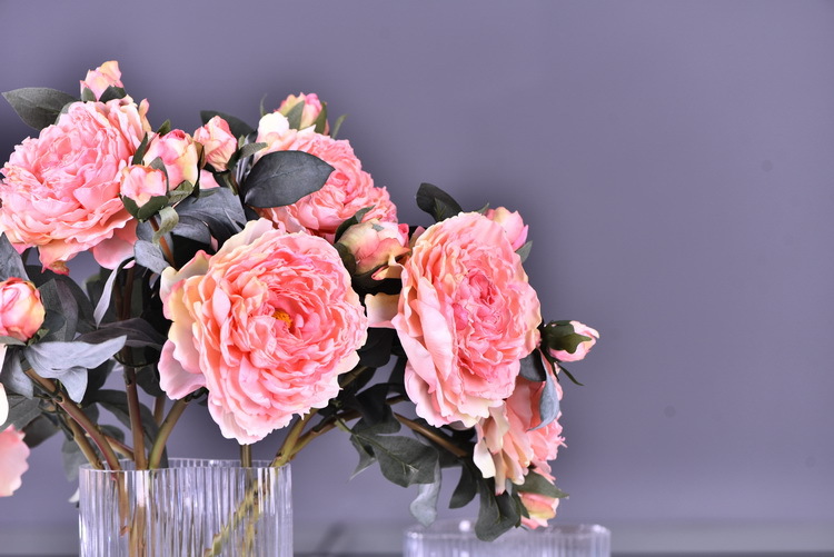Factory direct sales of faux peonies with charred edges, wholesale of retro faux paeonies, living room and dining table flowers, wedding decoration artificial flowers pic 38
