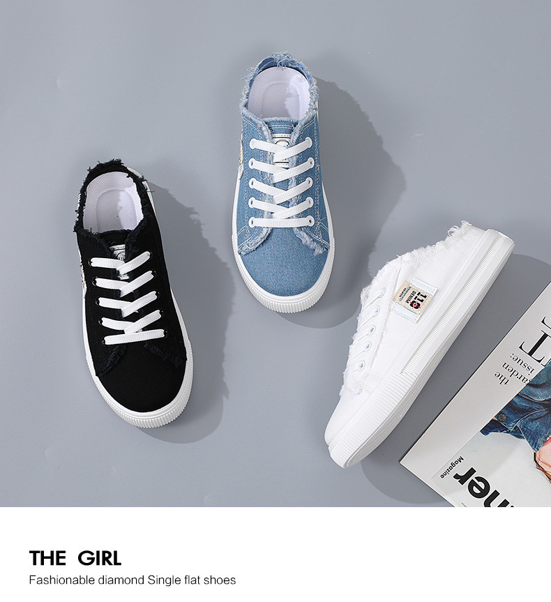 帆布鞋夏季新款小白鞋懒人鞋一脚蹬半拖平底百搭学生百搭时尚板鞋详情14