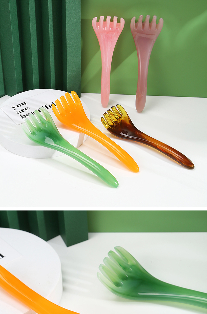 Five-claw head massager, five-claw head therapy comb, meridian comb, gua sha, head scratching, tendon pulling stick, resin acupoint pressing and head pressing magic tool pic 9