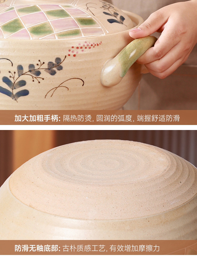 Japanese-style clay pot, household soup and stew pot, large Mantoyaki ceramic pot, open flame gas high-temperature resistant gas stove, clay pot pic 14