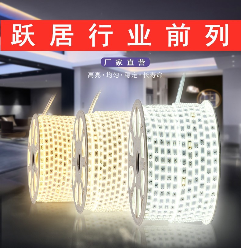 LED light strip waterproof 220V, seven-color double row, three-row 2835, outdoor three-color 5730, construction site household engineering light strip pic 8