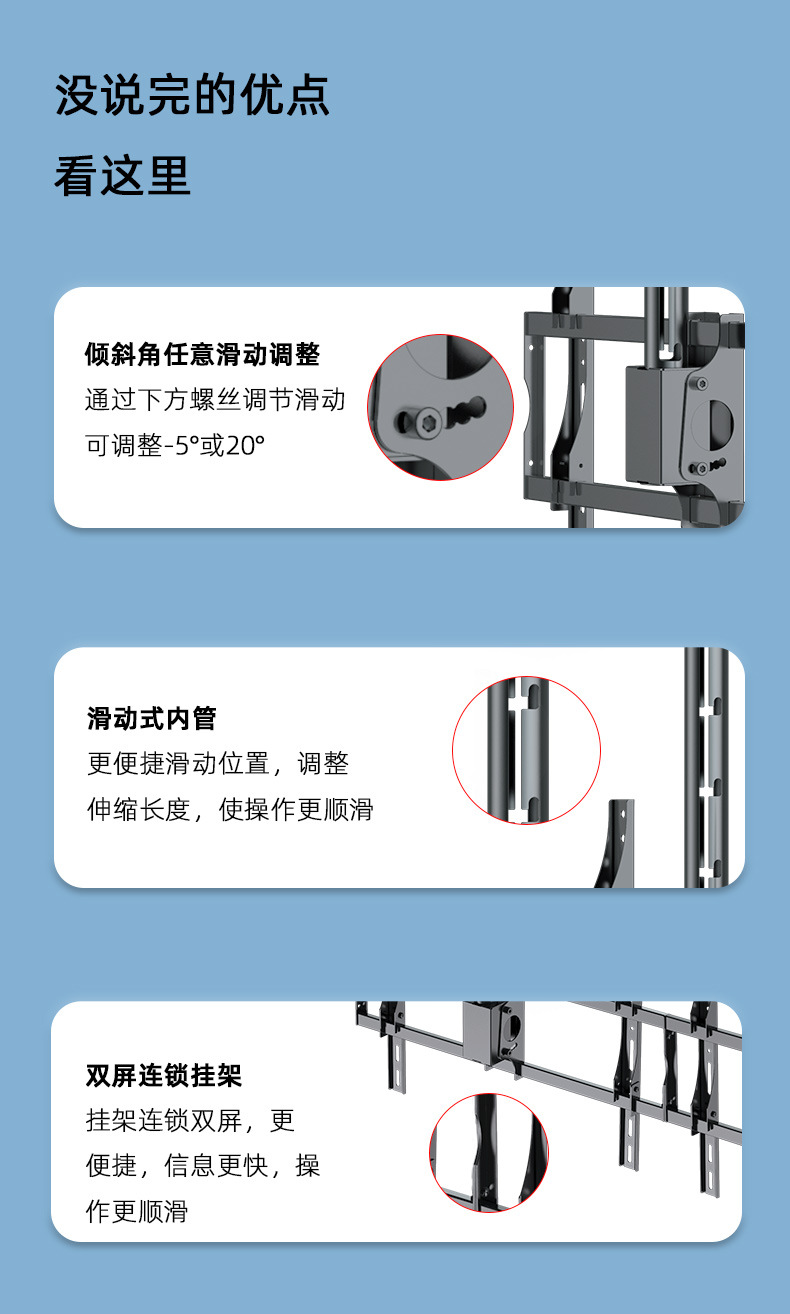 32-80寸电视机吊架 可调角度挂架 360°旋转伸缩通用吊 电视支架器挂架遥控器一体  家用电视机必备配件详情8