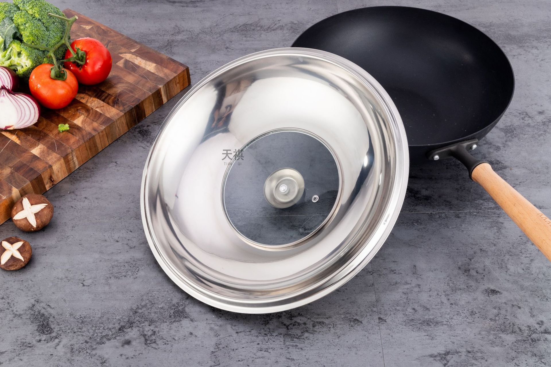 Stainless steel pot lid, household cooking pot lid, 30-40cm, wok combination lid, universal non-magnetic pot lid, glass lid pic 10