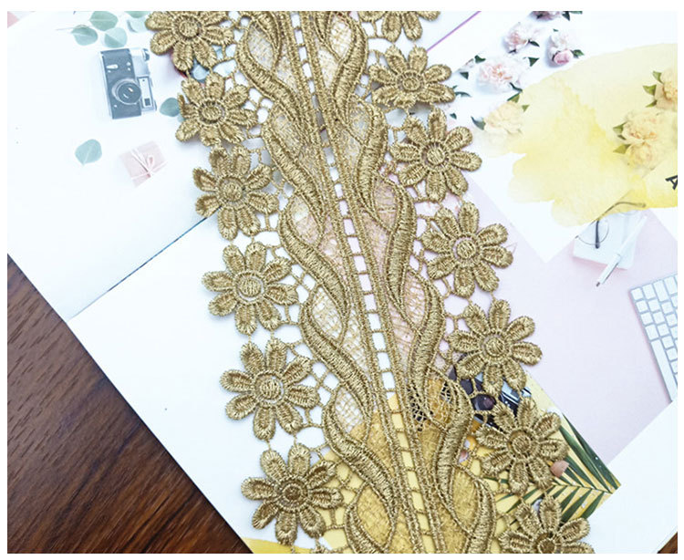 Best-selling lace, lace without elastic gold thread, double-sided water-soluble lace, curtains, embroidery, clothing accessories, embroidery webbing pic 9
