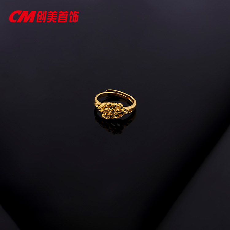 Chuangmei Jewelry offers a simple and retro heart-shaped wedding ring for women, with a 24k gold matte finish and adjustable opening. Wholesale pic 8