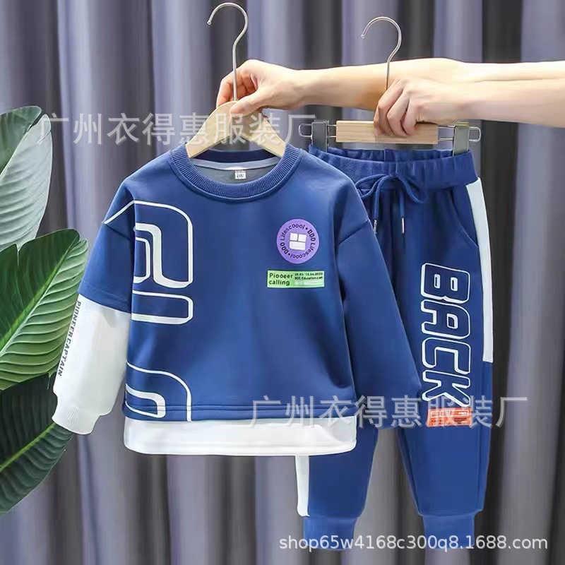 Otoño invierno 2022 nuevo medio niño cuello redondo sudaderas dos piezas tendencia niños deportes sudaderas sudaderas venta al por mayor pic 16