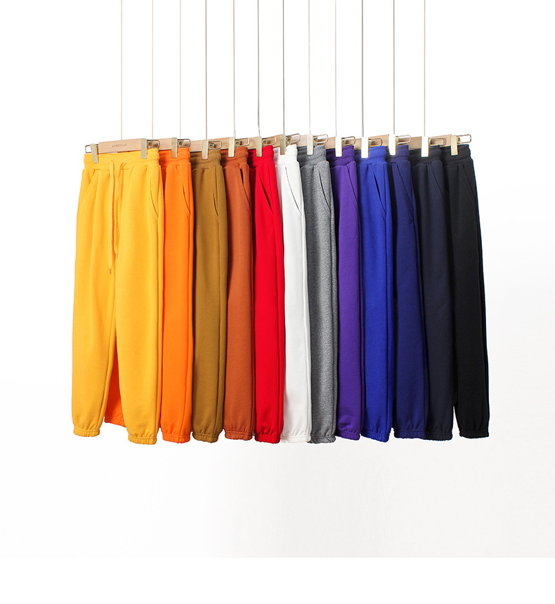 春季韩版新款男童运动长裤 大童纯色加厚毛圈卫裤女童裤子批发详情19