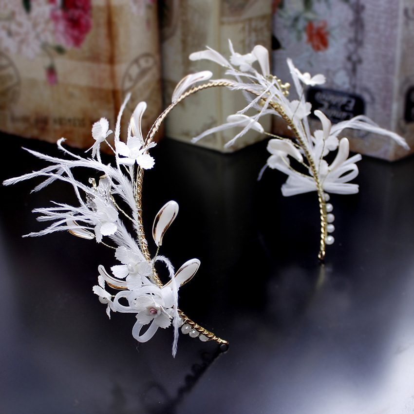 Korean version crystal headband, photo studio, magazine cover design, festival celebration, stage performance, fairy feather headwear pic 4