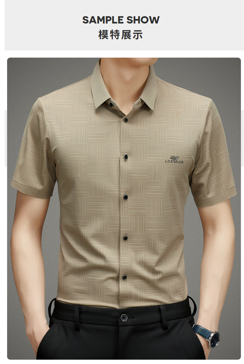 衬衫短袖男夏季新款抖快热卖轻商务中年短袖衬衫翻领修身休闲短袖详情35