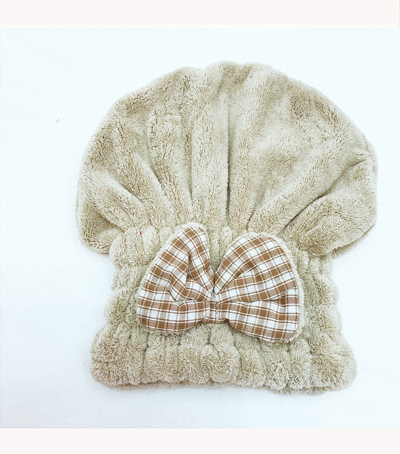 暮色亿清晨珊瑚绒浴帽柔软吸水成人干发帽蝴蝶结简约款伴手礼品详情11