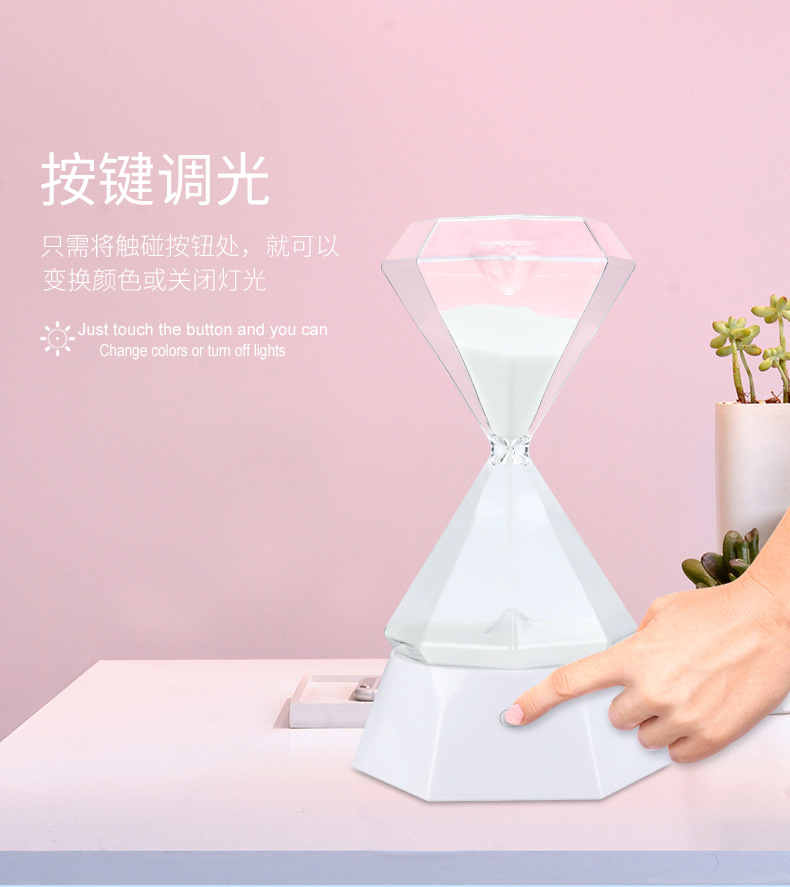 Creative hourglass sleep lamp, USB charging, high borosilicate glass bedside night light, gift decoration, ambient light pic 7