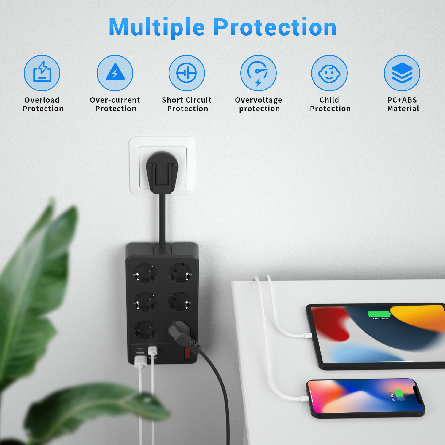 New Kuajing European Standard USB power strip multi-functional wall socket Wall plug pic 5