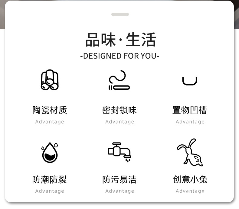 轻奢陶瓷烟灰缸ins高级感家用客厅烟缸带盖防飞灰大号高档煙灰缸详情2