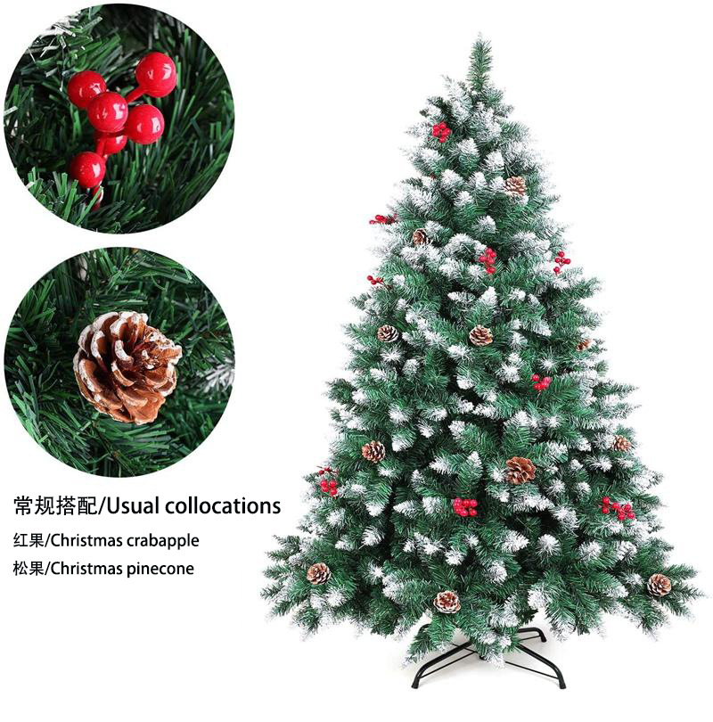 1.5-meter / 1.8-meter / 2.1-meter PVC mixed PE flocked tree with LED warm white light Christmas decoration pic 6