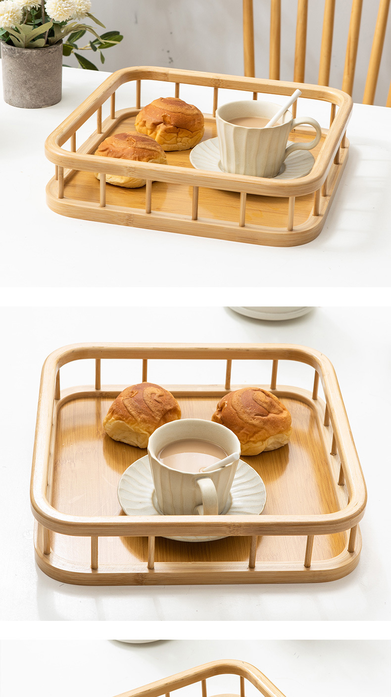 Bamboo tray, round, simple Chinese style, home, hotel, restaurant afternoon tea tray, bamboo pattern board fruit basket tray wholesale pic 6