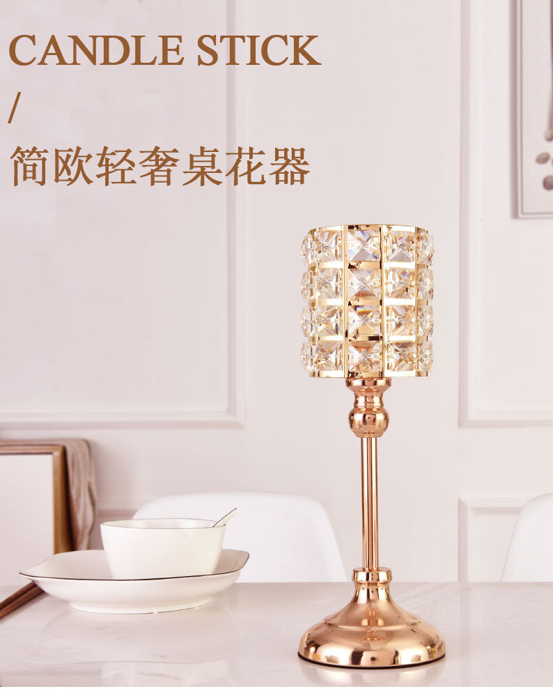 European-style golden crystal candlesticks, cross-border home decoration ornaments, ironwork candlesticks, wedding and candlelight dinner props pic 21