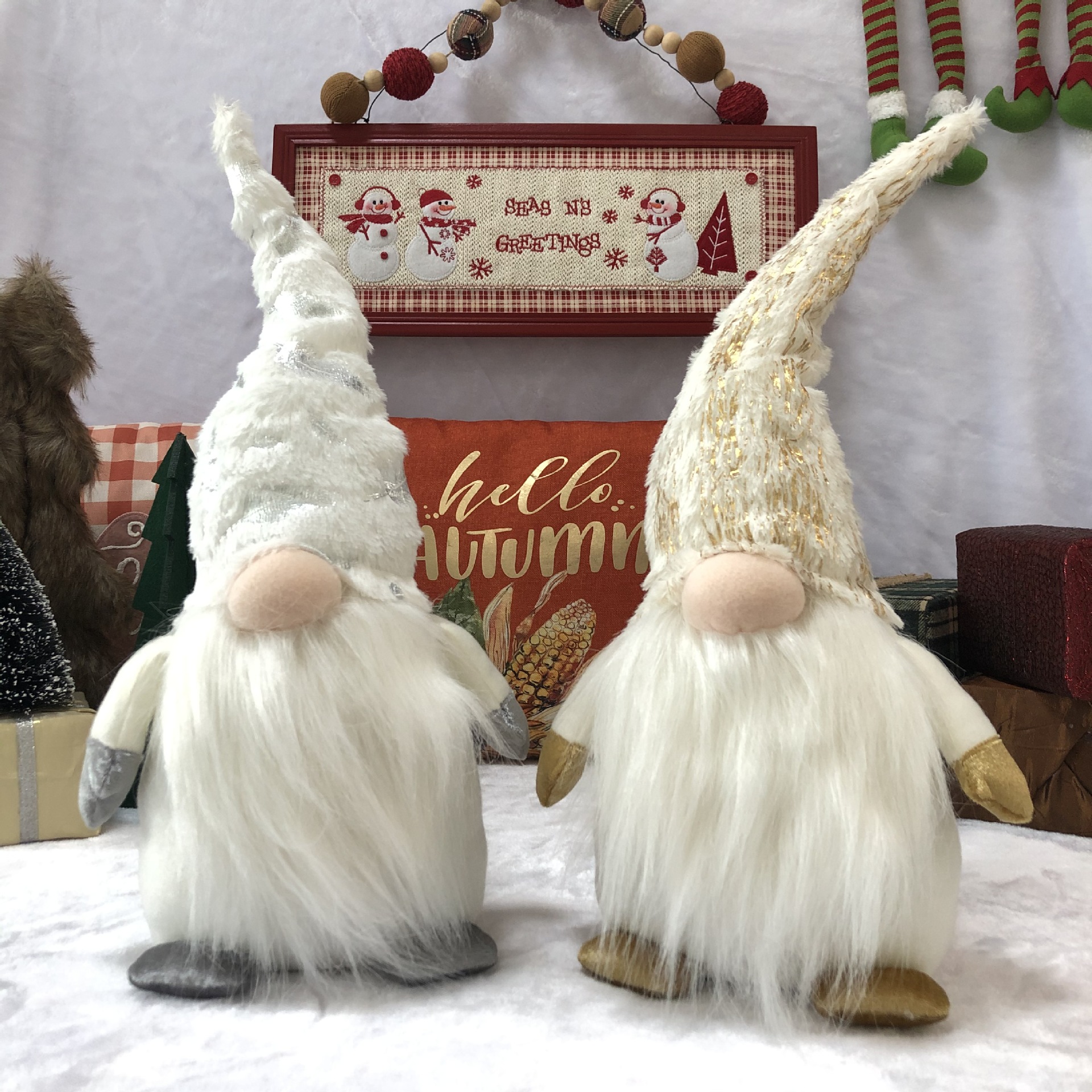 2021跨境圣诞节装饰品挂件圣诞礼品袋条纹儿童糖果袋小挂件圣诞袜详情6