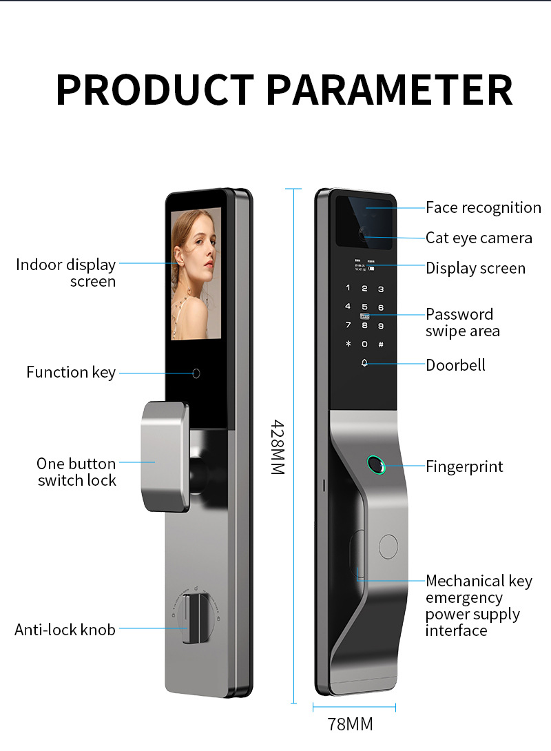 Graffiti fully automatic fingerprint lock, household security door, password lock, facial recognition smart lock, remote electronic lock pic 10