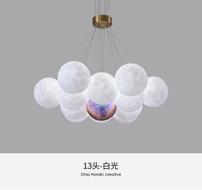 泡泡灯客厅魔豆吊灯现代餐厅卧室灯设计师创意大气星球吊灯月球灯详情17