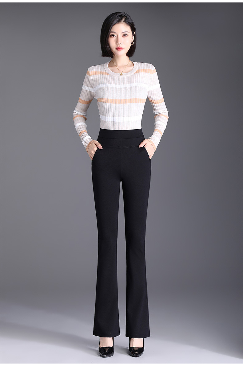 微喇裤女春秋薄款裤子休闲裤高腰显瘦女裤九分中年妈妈喇叭裤西裤详情14