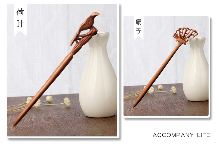 A peach wood hairpin for your girlfriend or wife, a DIY ancient-style hairpin, a hair replacement material package made of wood pic 8