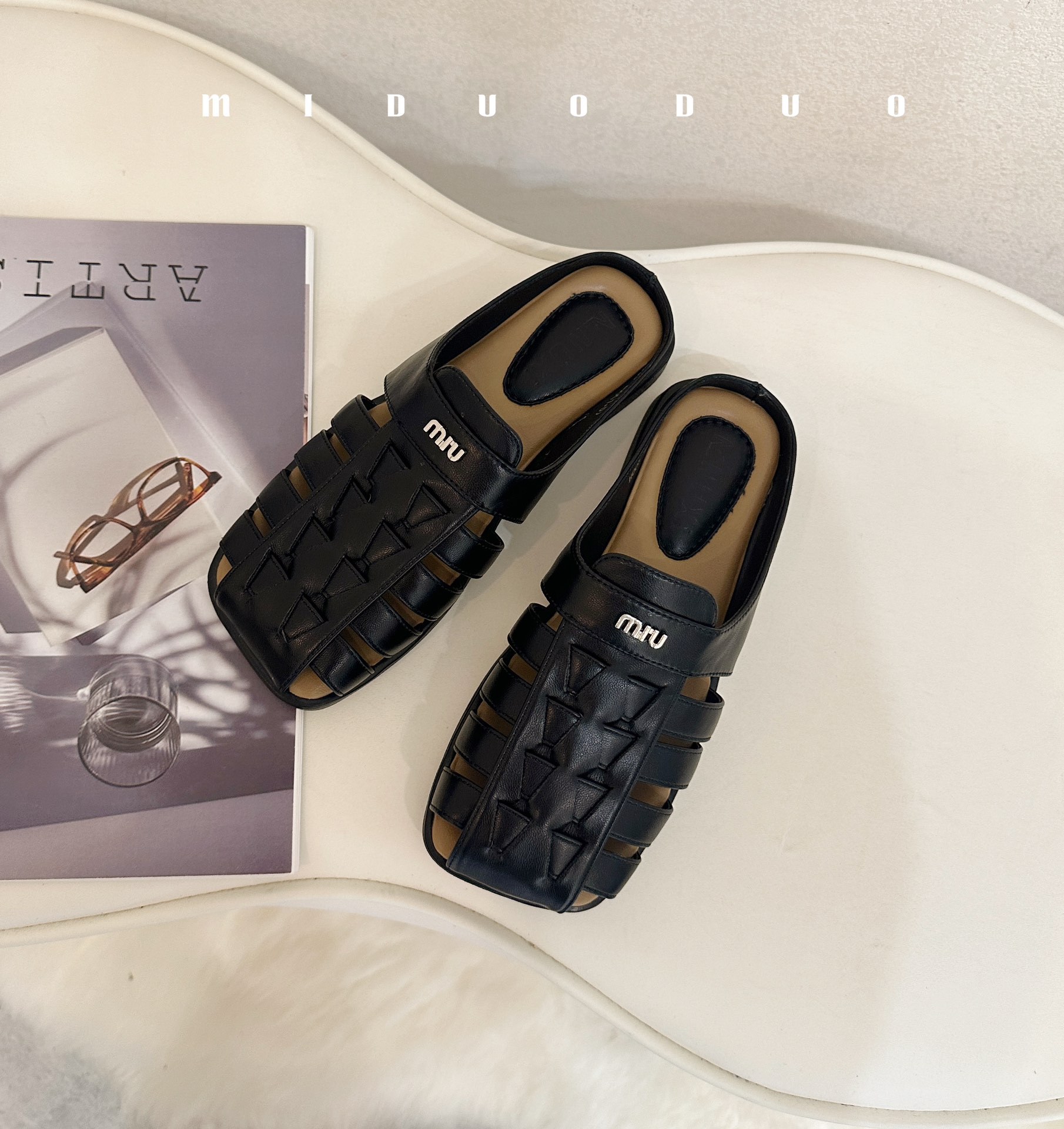 包头平底女士夏季外穿后空编织罗马鞋2024新款软底透气舒适凉拖鞋详情1