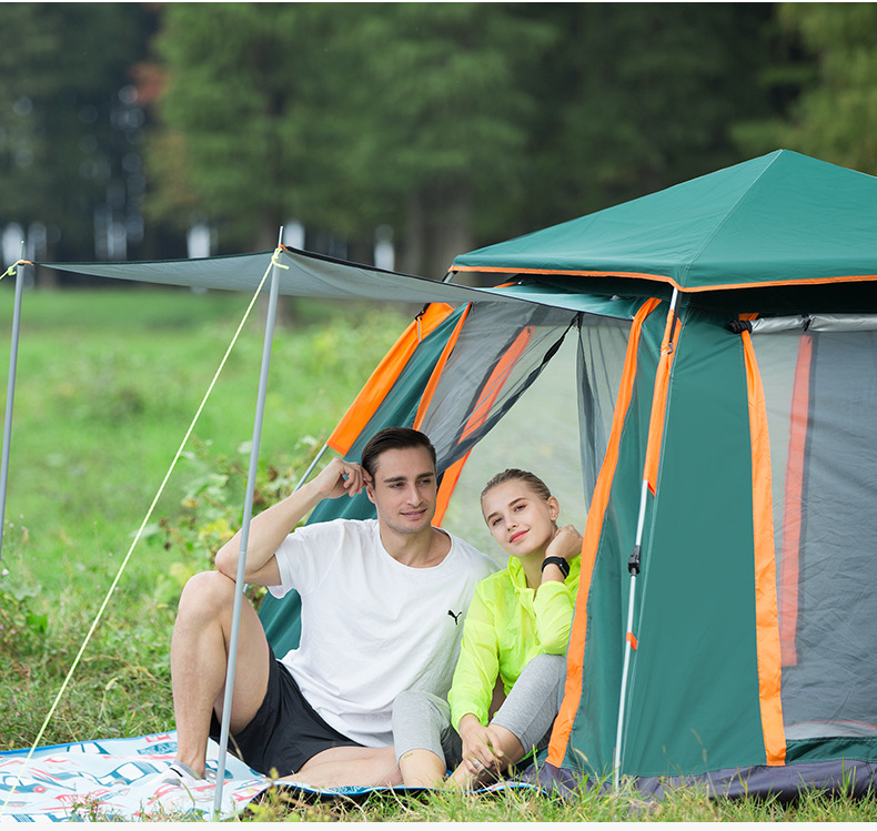 Outdoor 3-4 people beach thickened rainproof 2-person camping fully automatic double-person camping quick-opening four-sided tent pic 9