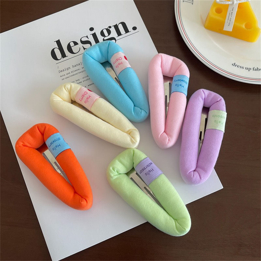 Cream-colored puffy sponge hair clips, cute large bangs clips, BB clips, makeup clips, hair clip edge clips, and teenage hair accessories pic 5