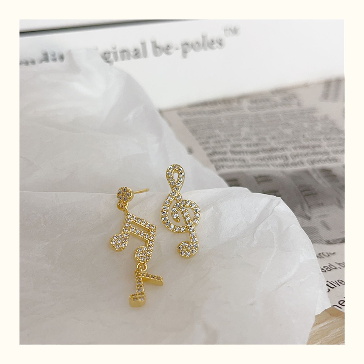 法式小众个性耳环女S925银针不对称音符耳钉耳坠浪漫温柔气质耳饰详情6