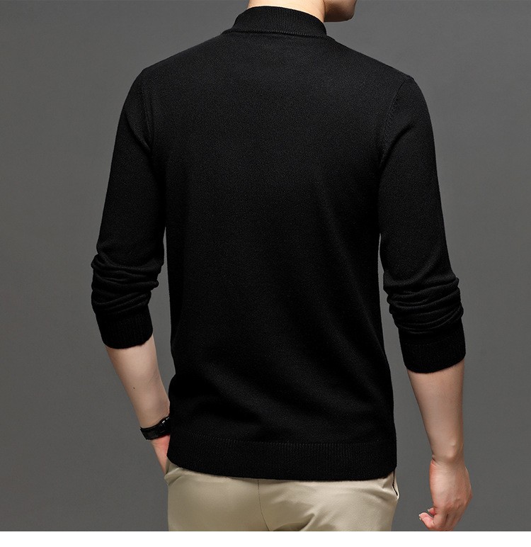 Mishima live nuevo otoño invierno color sólido cuello medio alto cashmere hombre slim suéter hombre legging suéter hombre pic 9
