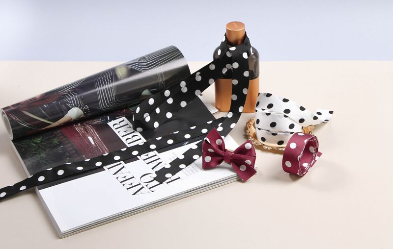 Japanese-style double-sided retro black and white polka dot ribbon, diy bow hair clip, headwear, hair accessory material, webbing pic 8