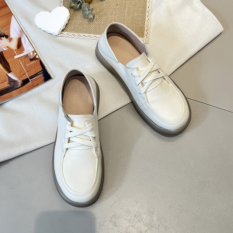 New soft-soled and soft-top loafers, lace-up flat single shoes, casual small leather shoes for women pic 17