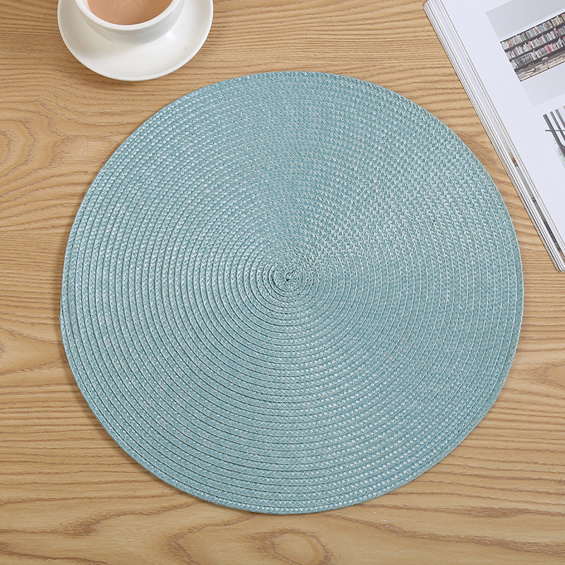 日式彩色编织餐桌垫PP环保圆形西餐垫隔热防水防霉餐布杯垫批发详情8