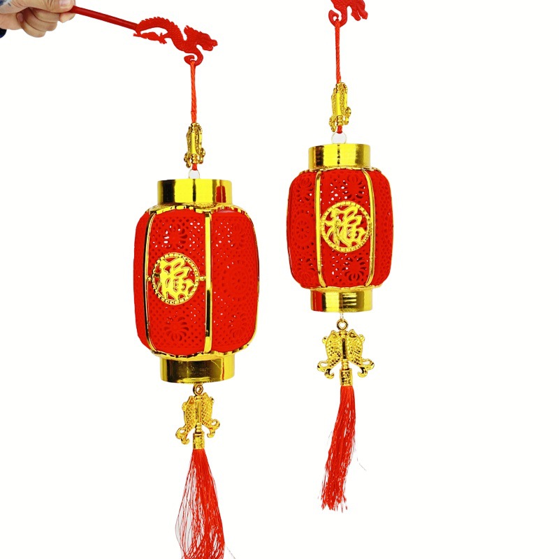 龙年植绒手提发光投影灯笼新年入门户装饰布置红灯笼元宵福字灯笼详情11