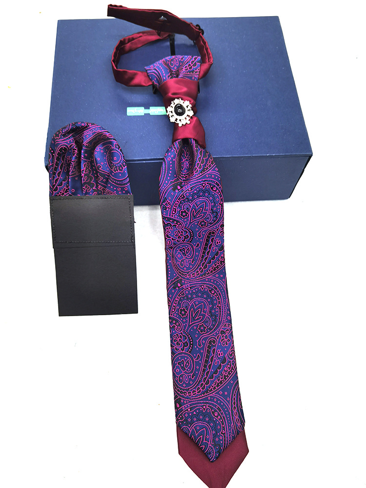 Hong Kong knot tie pocket square set gift with suit photography groom British wedding banquet tie for men pic 21