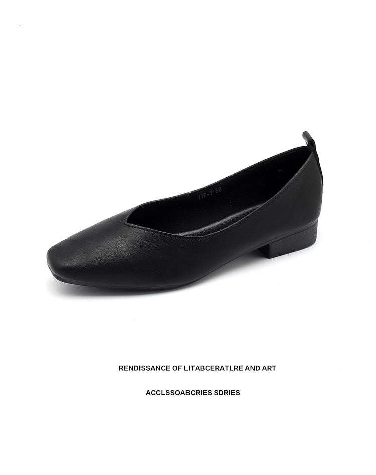 外贸跨境新款小方头浅口女士单鞋软底V口纯色工作鞋117-1#详情7