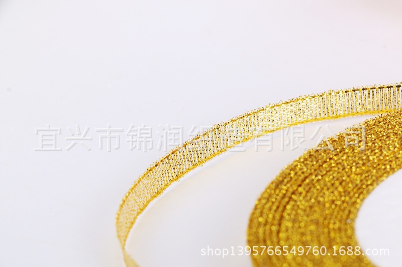 Supply flower gift webbing gift box packaging tape 2 cm (0.6cm) gold and silver onion tape pic 12