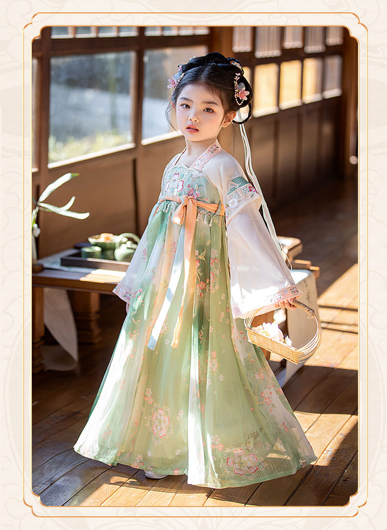 国潮女童汉服夏季新款樱花季古装拍照中国风夏季襦裙小女孩超仙公主裙详情11