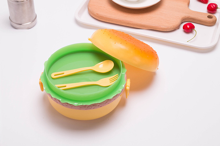 迷你创意汉堡便当盒小红书同款三层可爱搞怪便携学生外带水果餐盒详情7