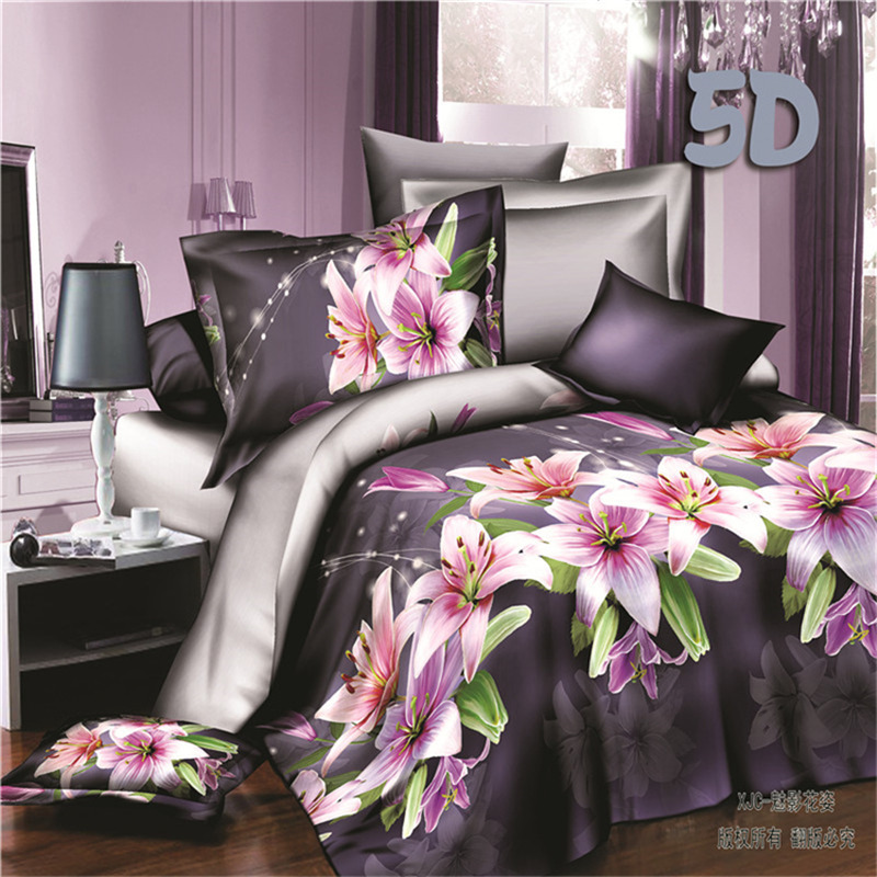 Wholesale of 3D four-piece sets of printed bedding for export with active brushed large patterns pic 47