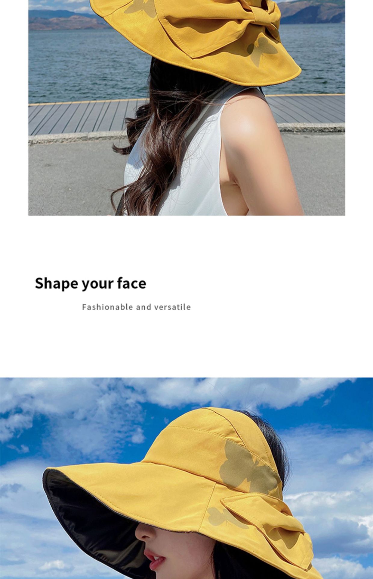 帽子女夏防晒空顶帽大沿韩版太阳帽百搭时尚蝴蝶结遮脸遮阳渔夫帽详情17