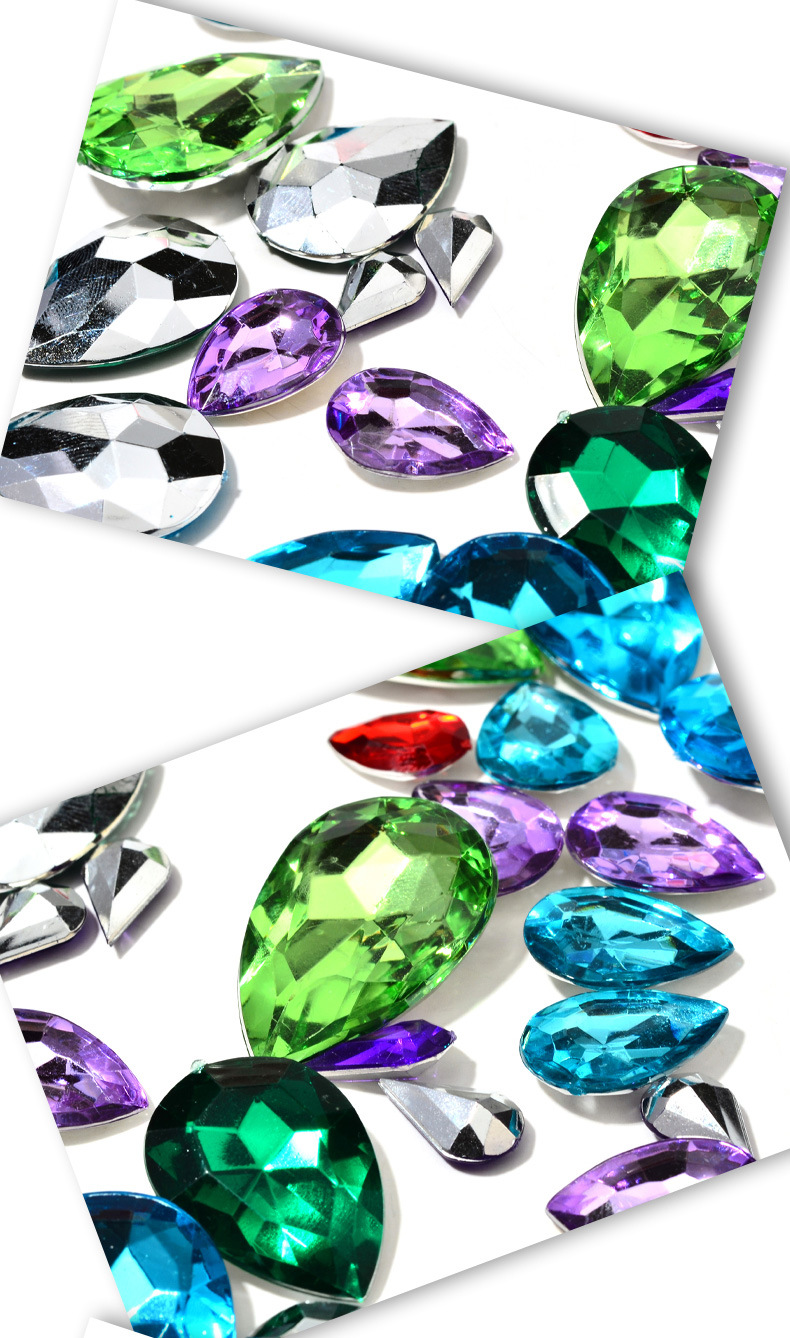 仿水晶玻璃水钻水滴形钻仿台亚克力钻 尖底钻手机美容DIY配件钻详情15